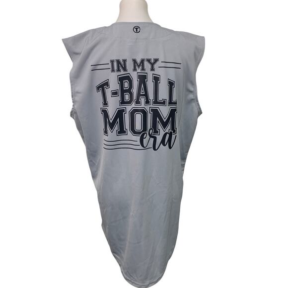New Hand Printed Unisex Medium Gray T-Ball Mom Era Sleeveless Baseball Shirt - Picture 1 of 6